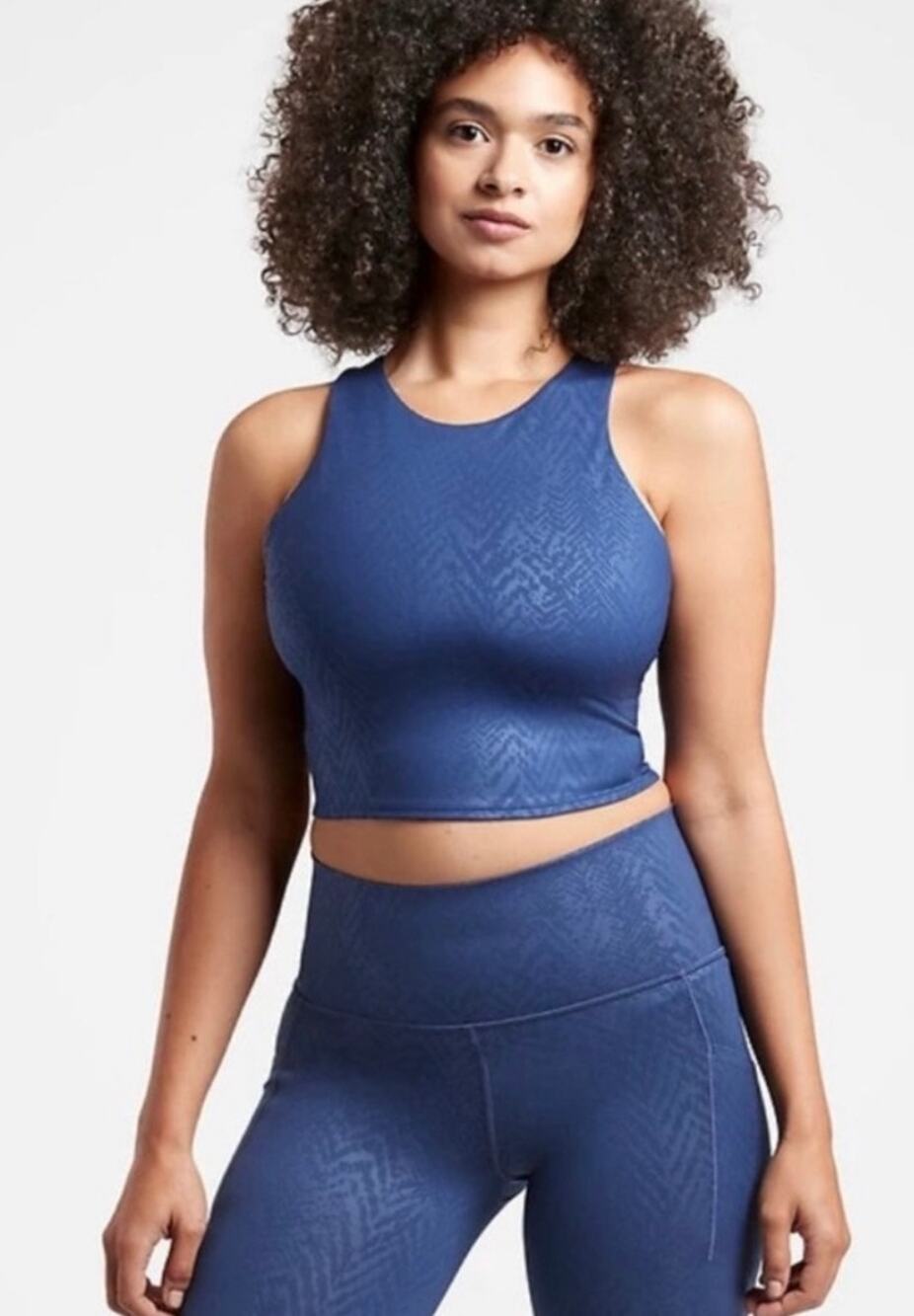 Athleta Conscious Embossed Printed Crop Top sz M